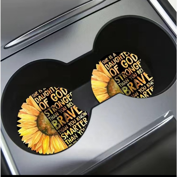 NIP 2 Pack Cup Holder Coasters God Anti Slip Rubber Cup Mat with Finger Groove - Picture 2 of 4